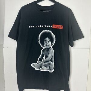 The Notorious BIG Baby Graphic T Shirt Adult Large Black Cotton Hip Hop Rap Mens